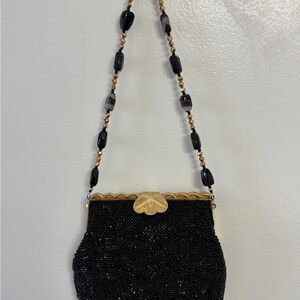 Elegant Black Beaded Evening Bag